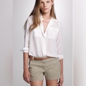 J. Crew Khaki Green Cotton Shorts with Tan Belt